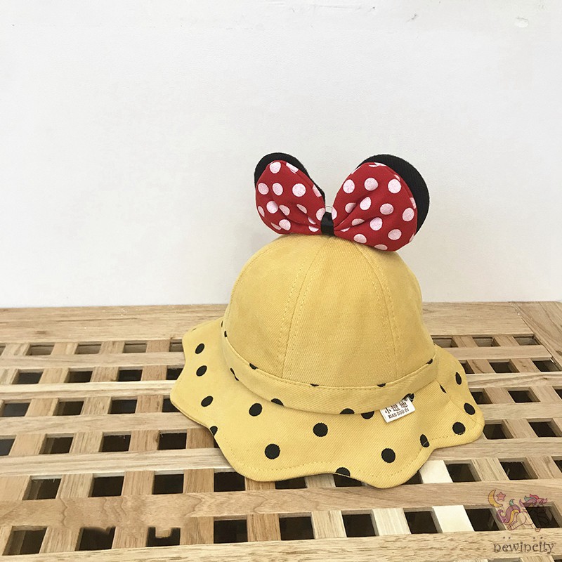 Mũ đính nơ in họa tiết hoạt hình phong cách Hàn Quốc đáng yêu cho bé trai và gái