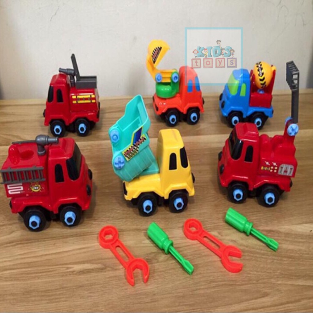Xe đồ chơi bộ 6 xe xây dựng chất liệu nhựa an toàn siêu dễ thương