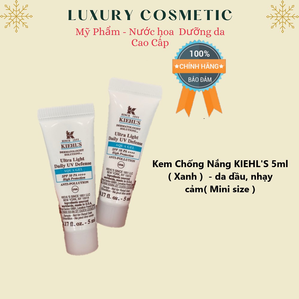 Kem Chống Nắng KIEHL'S 5ml ( Xanh )  - da dầu, nhạy cảm( Mini size )