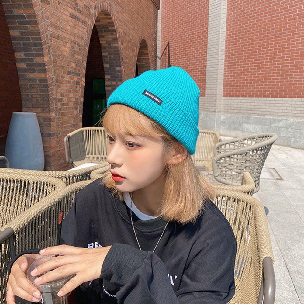 Mũ Len Beanie Màu Sắc Kẹo Ngọt Họa Tiết Chữ Đơn Giản Thời Trang Thu Đông Cho Nữ