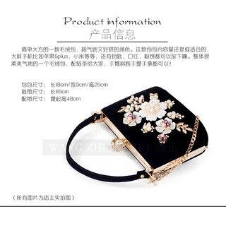 (ORDER) Clutch nhung đính hoa