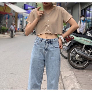 Áo croptop len gân basic ( ảnh thật/ sẵn )