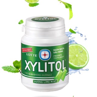 ComBo 6 Hũ Lotte Xylitol Xanh Lá ( Hương Chanh Bạc Hà 58g )