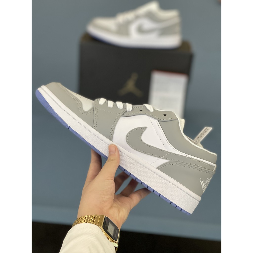 Giày Sneaker Nam Nữ Jordan 1 Low Wolf Grey (W) Xám Fullbox, Giày thể thao nữ nam hot trend 2021