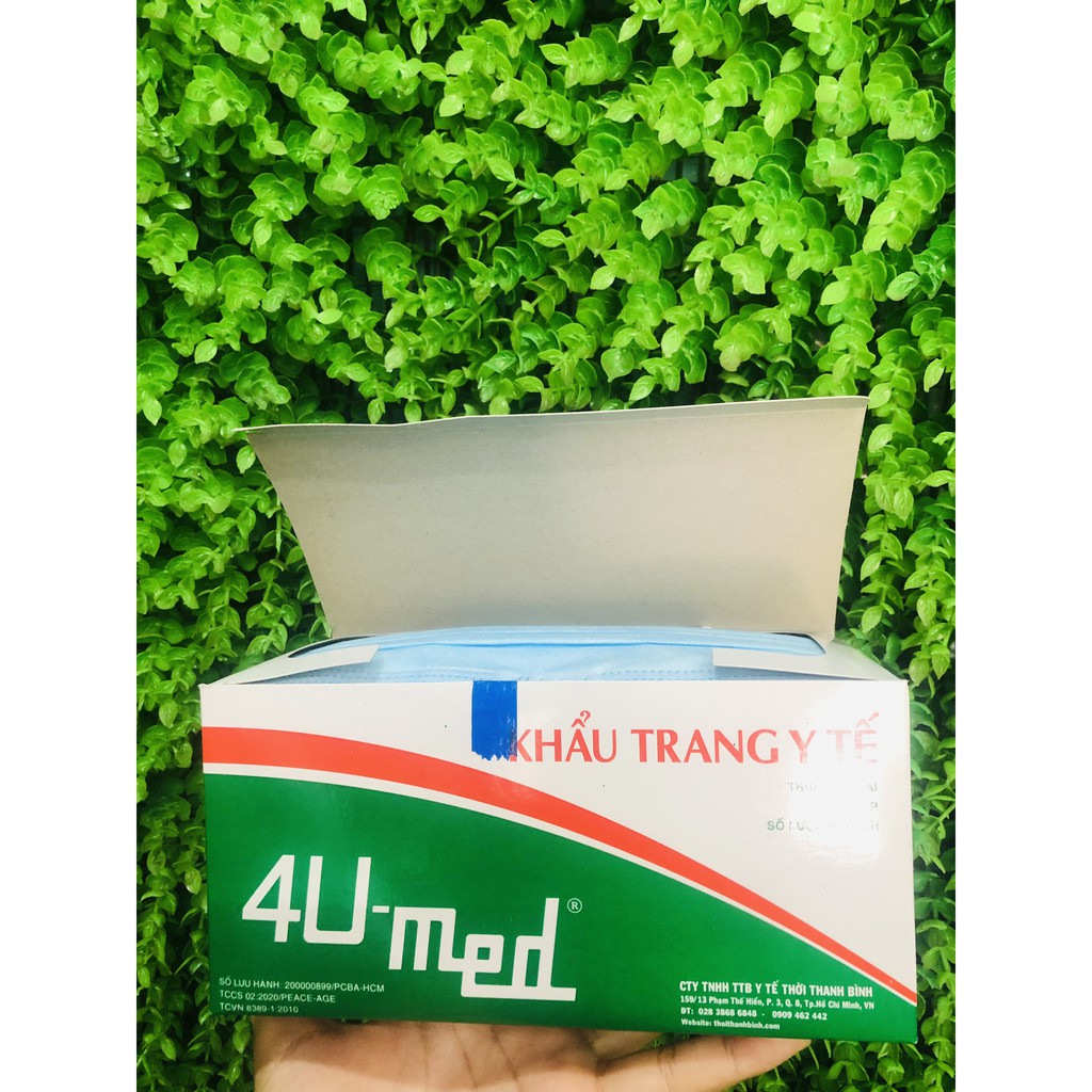 [Hộp 50 Cái] Khẩu Trang Y Tế 3 Lớp 4U Med ,  Medipro Màu Xanh