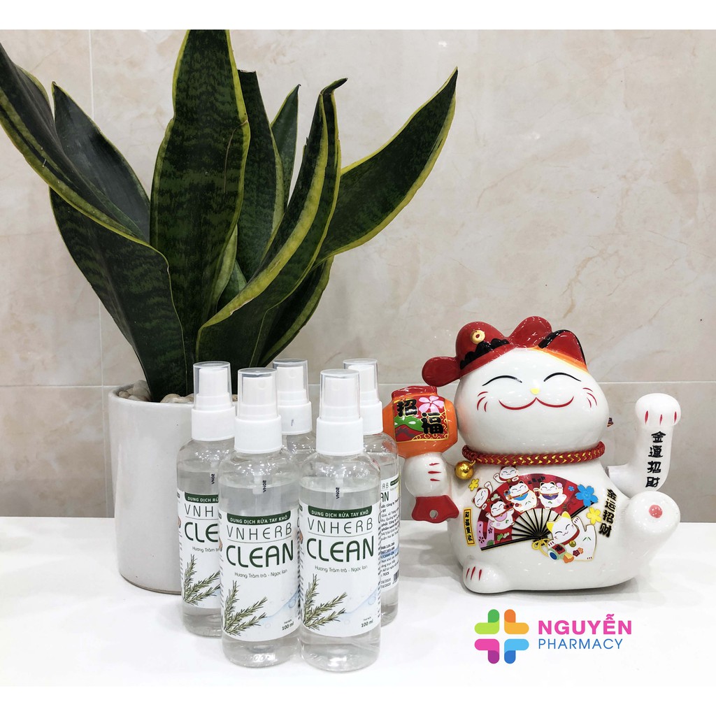 Nước rửa tay khô Vnherb Clean - hương Tràm trà, Ngọc lan, sạch khuẩn, nhanh khô, giữ ẩm