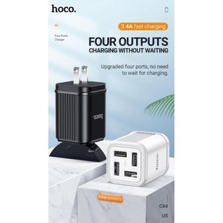 Cốc sạc 4 cổng sạc 3.4a hoco c84 chống cháy nổ - củ sạc đa năng sạc cùng lúc 4 cổng usb
