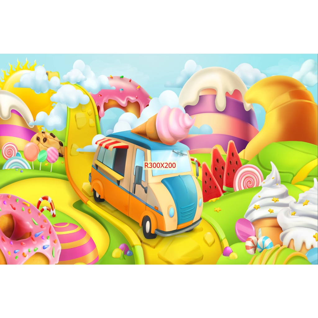 Tranh Dán Tường Tranh Trí Cho Quán Bán Kem, Icream, Ốc Quế