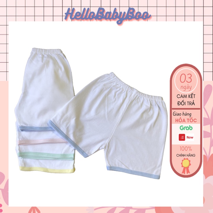 Quần Đùi Ngắn Trắng 100% Cotton Viền Màu Jou Baby Cho Bé Từ 3-8kg