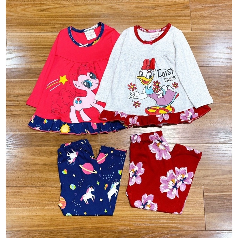 Bộ cotton bèo gấu bé gái (3-8y)