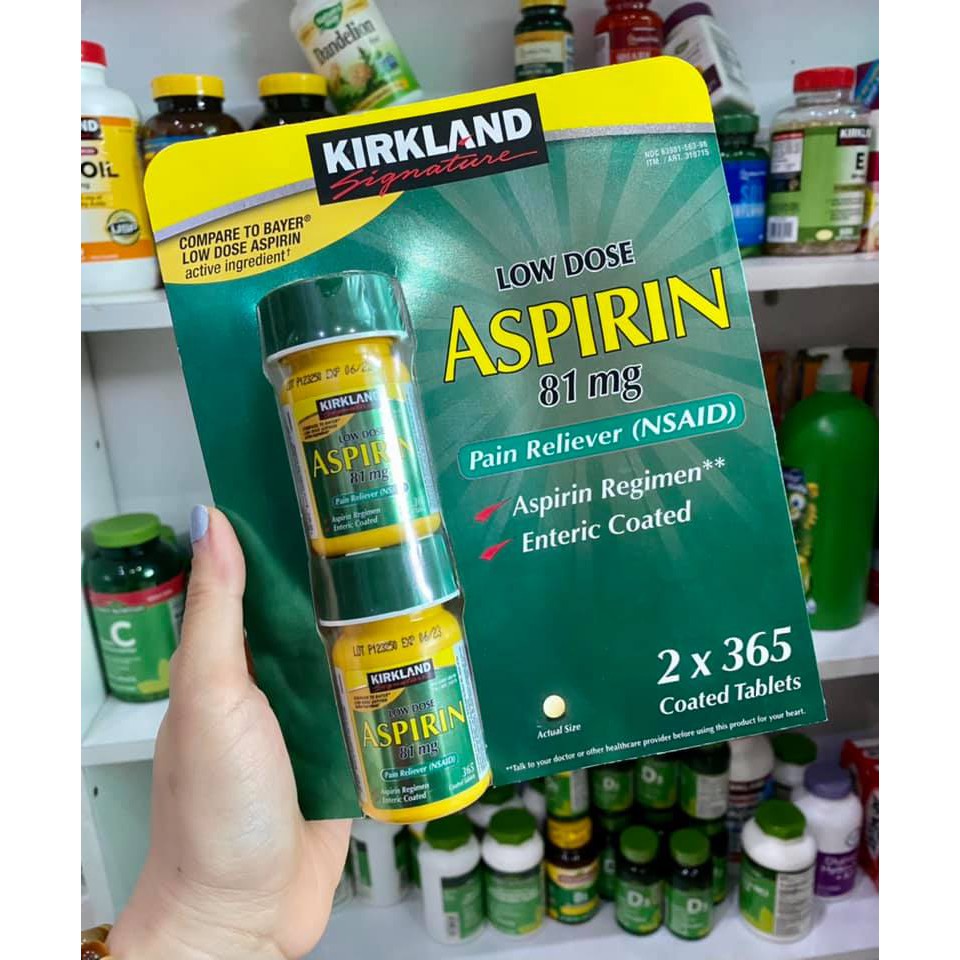 Combo vỉ Aspirin 81mg KirklandSignature 365 Viên