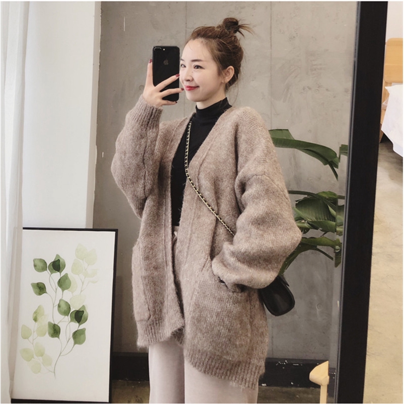 Áo khoác cardigan dáng rộng kiểu dệt kim thời trang dễ thương cho nữ | BigBuy360 - bigbuy360.vn