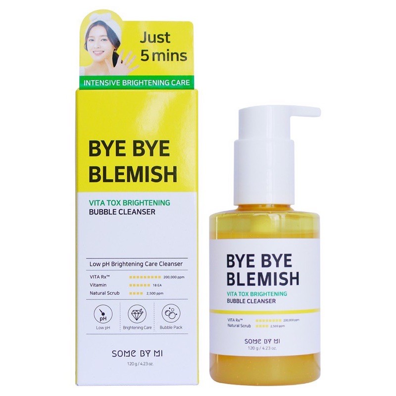 Gel Rửa Mặt Sủi Bọt Làm Sạch & Sáng Da Some By Mi Bye Bye Blemish Vita Tox Brightening Bubble Cleanser