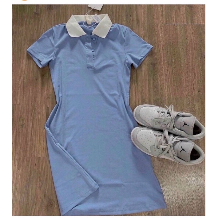 Đầm Polo Nữ, đầm chữ a màu xanh nhẹ nhàng nữ tính D45 - colory shop