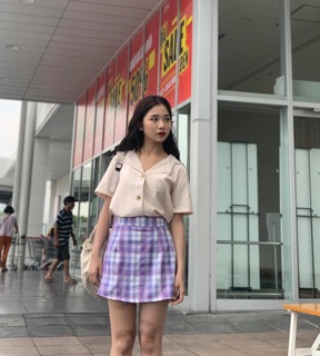 Áo sơmi cộc tay cổ vest (hình thật shop chụp/sẵn)