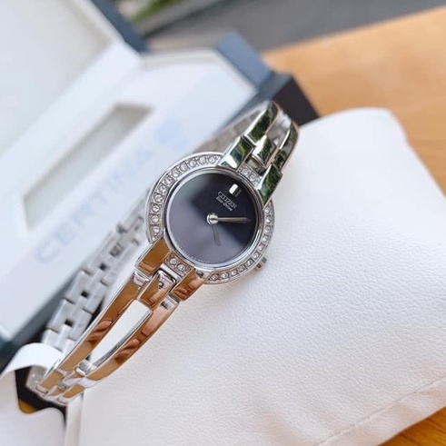 Đồng Hồ Nữ Citizen EW9990-54EXG dây bạc mặt đen Eco-Drive