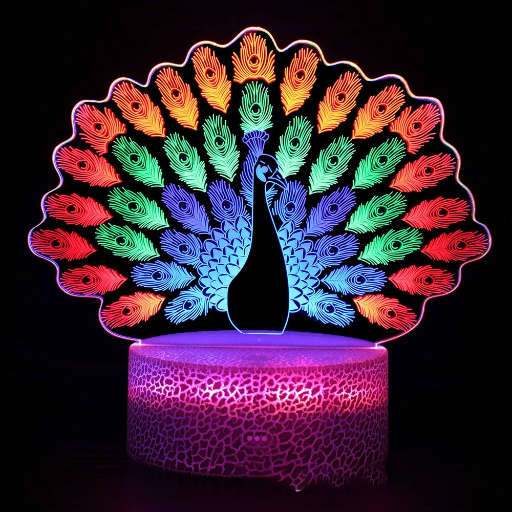 Đèn bàn 3D ba màu ánh sáng âm thanh nổi hình ảnh động trực quan LED Đèn ngủ điều khiển từ xa ,quà tặng ý nghĩa.