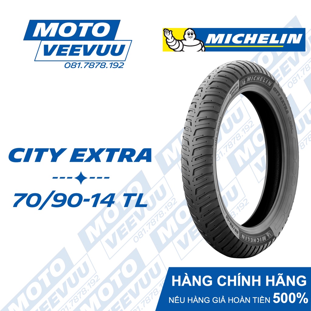 Vỏ lốp xe máy Michelin 70/90-14 TL City Extra (Lốp không ruột)