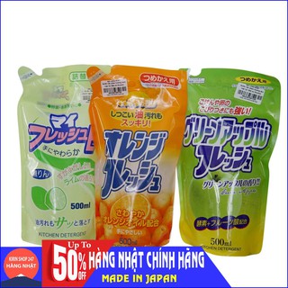Nước rửa chén, bát loại túi Rocket 500ml hương cam, chanh, táo Made in Japan