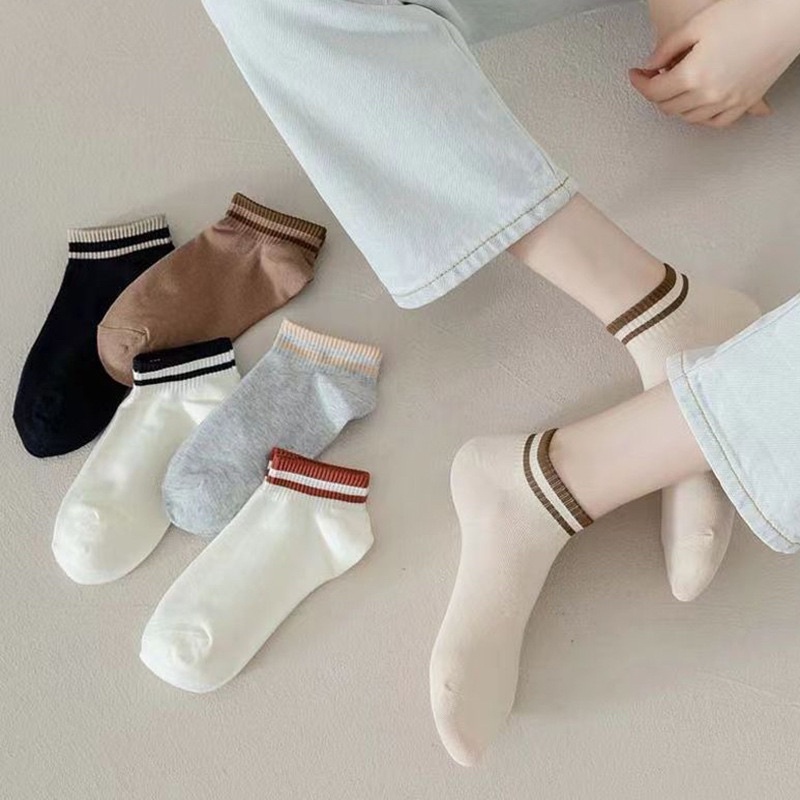[Tonashoe] Tất Cổ Ngắn Hoạ Tiết Sọc Cổ Nam Nữ