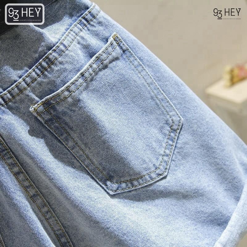 Quần short jean nữ lưng cao 93HEY quần short dáng rộng gấp ống phong cách ulzzang QS01