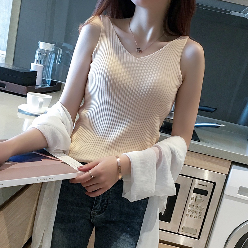 Áo dệt kim cổ chữ V thời trang dành cho nữ