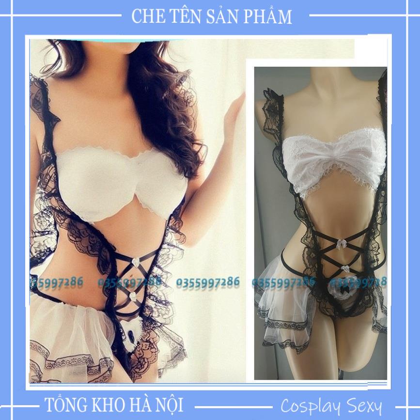 Váy Ngủ Hai Dây Cosplay Hầu Gái Sexy, Bikini Ren Sexy Gợi Cảm Hai dây DJ bốc lửa Mã HGD004