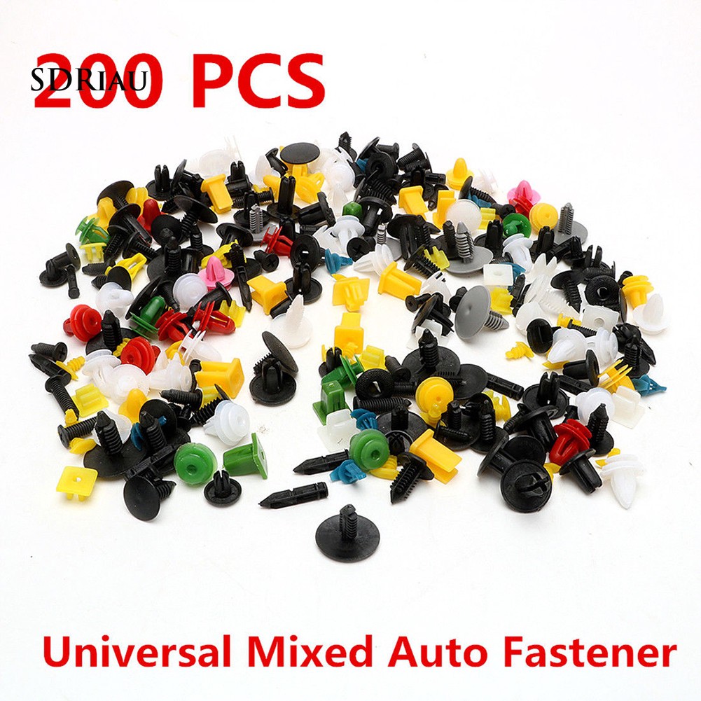 【Ready Stock】200Pcs Universal Mixed Color Auto Fastener Car Bumper Door Panel Clips Rivets