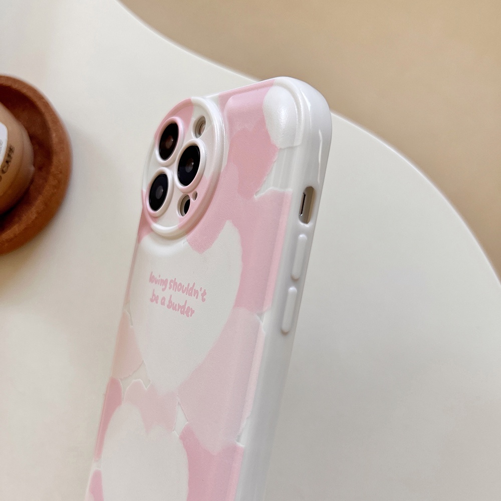 ốp iphone Trái tim màu hồng TPu Silicone Case Điện thoại iPhone 11 Pro Max X Xr Xs 7 8 14 Plus Se 2020 12 pro max 13 mini