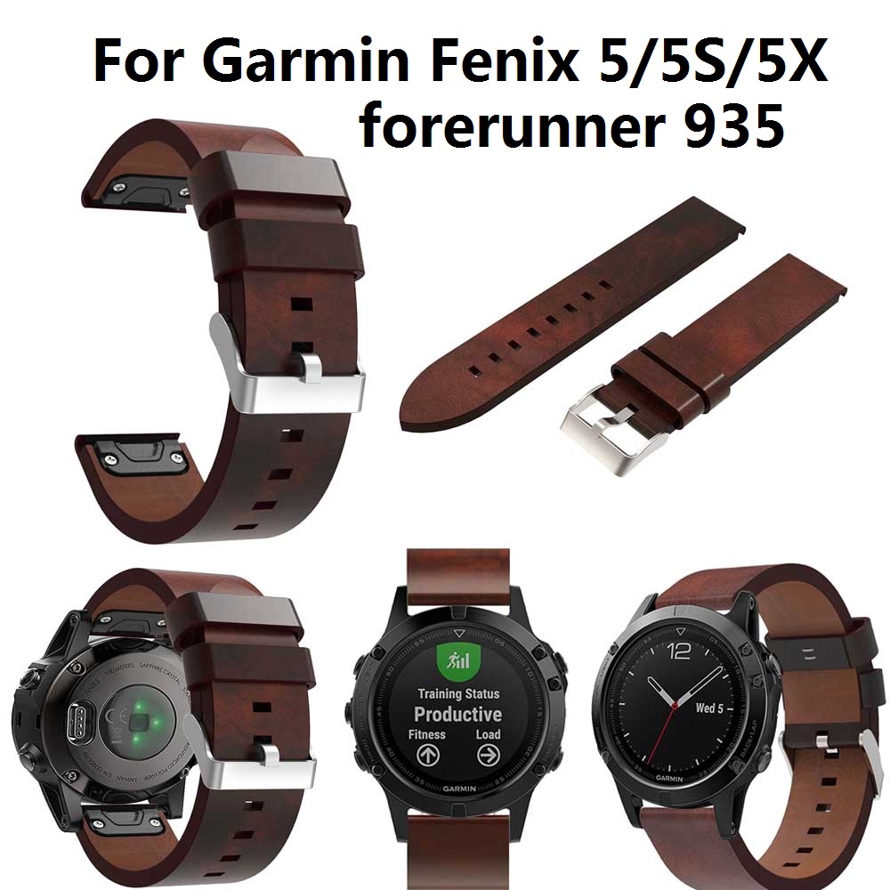 Genuine Leather Strap Watch Band with Quick Fit For Garmin Fenix 5 5S 5X Forerunner 935 Smartwatch