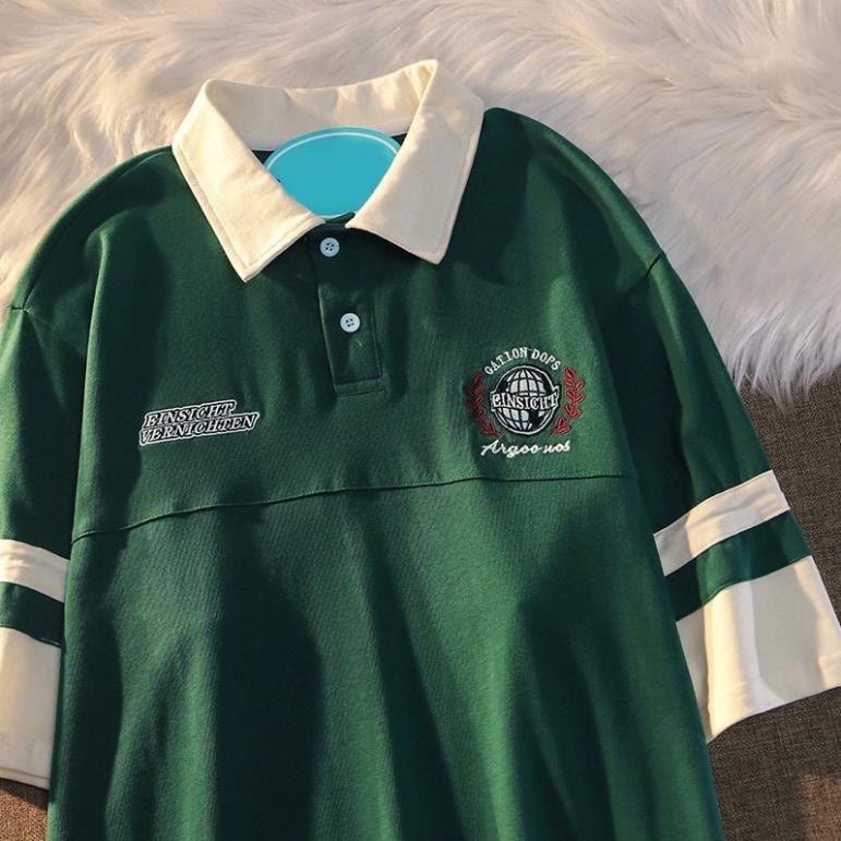 Áo Thun Polo Nam Nữ  Form Rộng Phối Cổ Thêu Ngực Vải Dày Mịn Thoáng Mát Thiết Kế Thời Trang Kiểu Dáng Năng Động