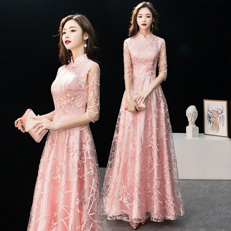 ORDER 2 - 3 TUẦN_Đầm Sườn xám dài dạ hội_Có ảnh thật khách mặc_Chát ib với shop trc khi mua hàng