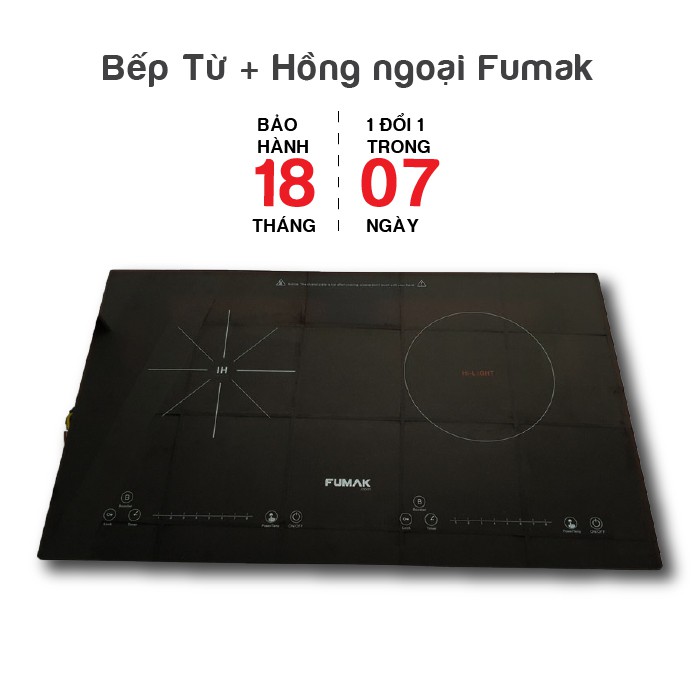 Bếp Từ, Bếp Hồng ngoại Fumak FM-CF2000 công suất 2000W mỗi bên, BẢO HÀNH 18 THÁNG