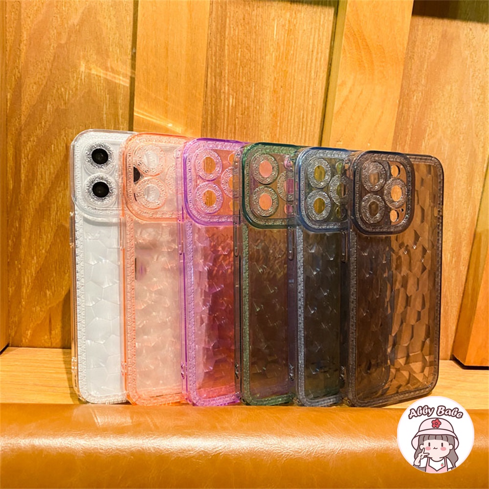 Ốp Điện Thoại TPU Dẻo Trong Suốt Họa Tiết Vân Kim Cương Sang Trọng Chống Sốc Cho IP 13 12 11 Pro Max X XS XR 8 7 Plus