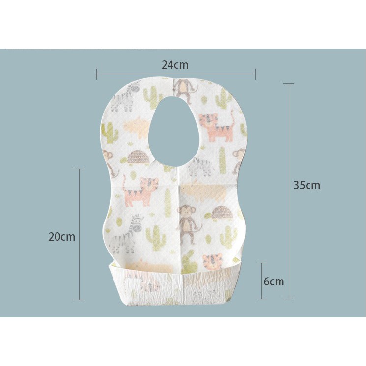 ( Tách lẻ) Yếm ăn dặm cho bé dùng 1 lần có máng, chống thấm 6month+ D4