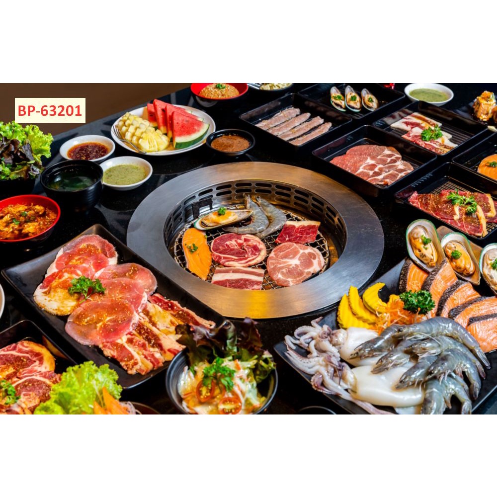 Tranh dán tường nhà hàng lẩu nướng 3D mẫu hot miễn Phí chèn tên riêng Quán, chèn chữ và logo theo yêu cầu