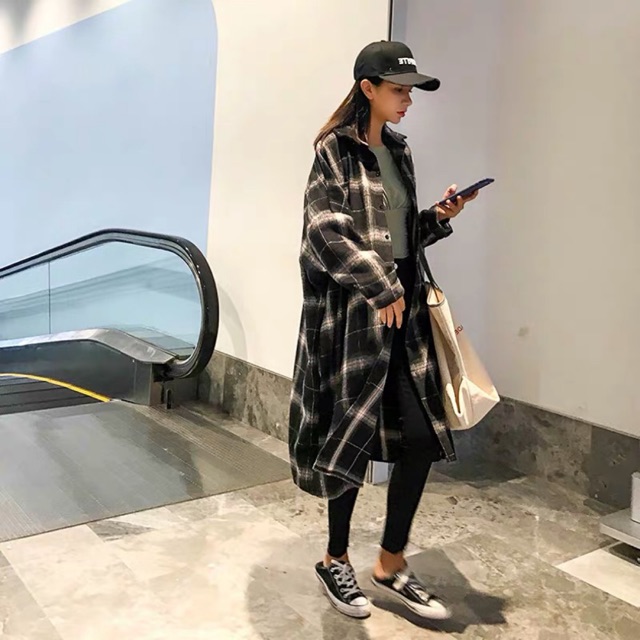 ORDER - Áo sơ mi kẻ caro dài 2 màu đen trắng Ulzzang ( Ảnh thật ở cuối )
