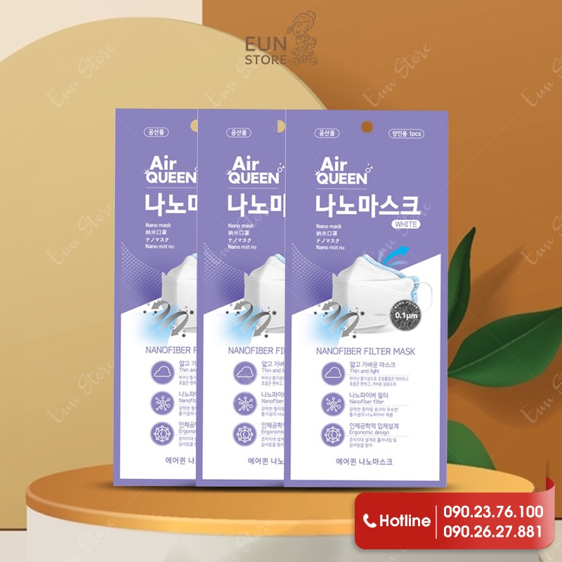 Khẩu Trang Y Tế Air Queen White Nanofiber Filter Face Mask