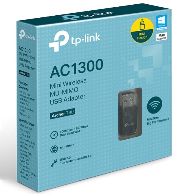 [Mã 99ELHA giảm 7% đơn 300K] Cạc Mạng Không Dây USB TP-Link Archer T3U Plus AC1300 | BigBuy360 - bigbuy360.vn