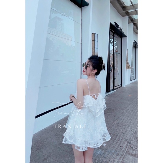 Set áo ren tầng 2 dây + quần short