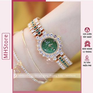Đồng hồ nữ dây thép BS Bee Sister - Viền đính đá nhỏ nhắn xinh xắn, phong cách Hàn Quốc [Tặng hoa tai]