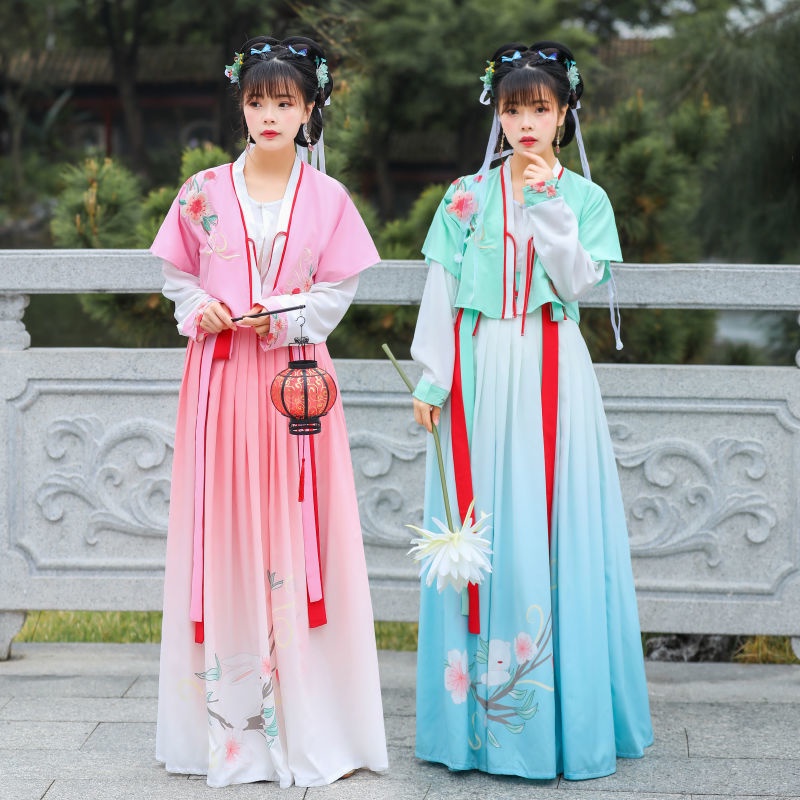 Women s Han Chinese Clothing Original Style Tang Style Beizi Short Shirt Waist Pleated Skirt Improved Hanfu Spring and Summer Daily thumbnail