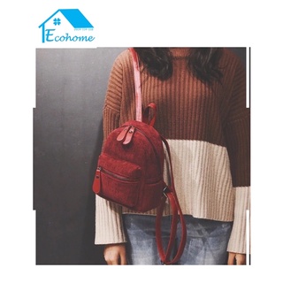 Ecohome Balo nữ cá tính, balo du lịch tiện lợi, vỏ nhung mềm mại bọc mặt da sau lưng. Kèm ảnh thật