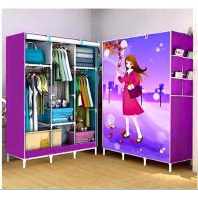 Tủ vải 3 buồng 8 ngăn 3d