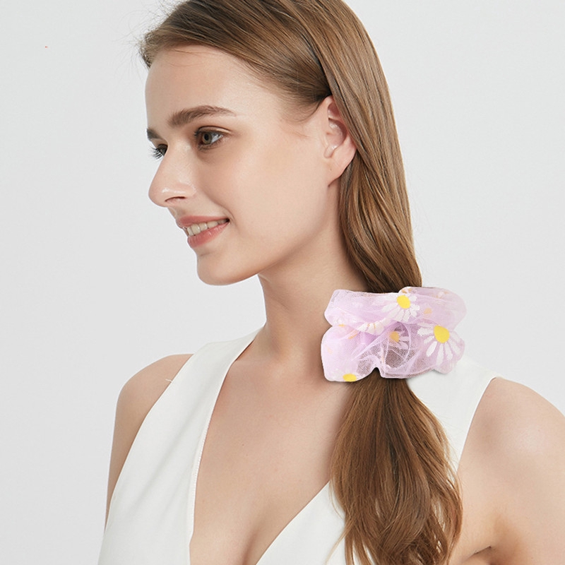 Sweet Chamomile Organza Cute Daisy Gauze Candy Color Hair Rope