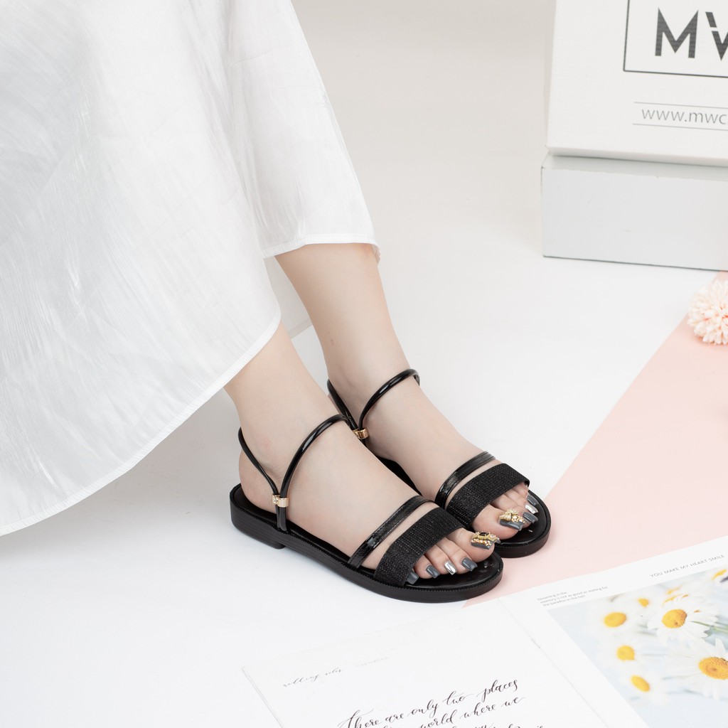 Giày sandal nữ quai kim tuyến MWC NUSD- 2677