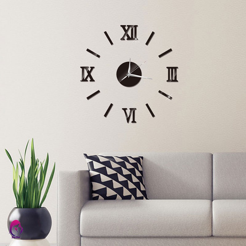 ♦♦ Large DIY Wall Clock Acrylic Mirror Stickers Roman Number Clocks for Living Room Home Office Deco