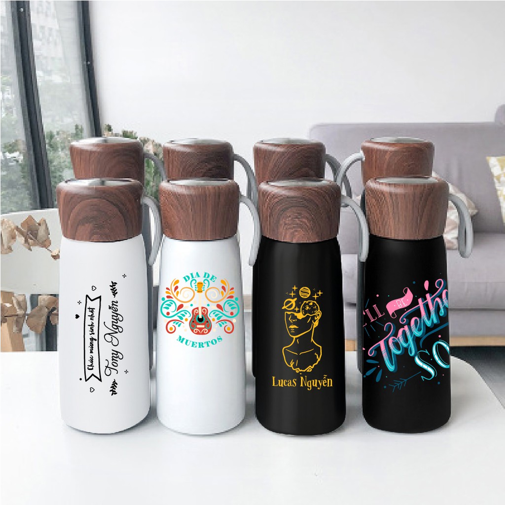 Bình nước giữ nhiệt 💖HVP💖,bình giữ nhiệt HVP làm bằng inox 304, giữ nóng/lạnh 8h-20h, dung tích 500ml có tặng túi nhựa