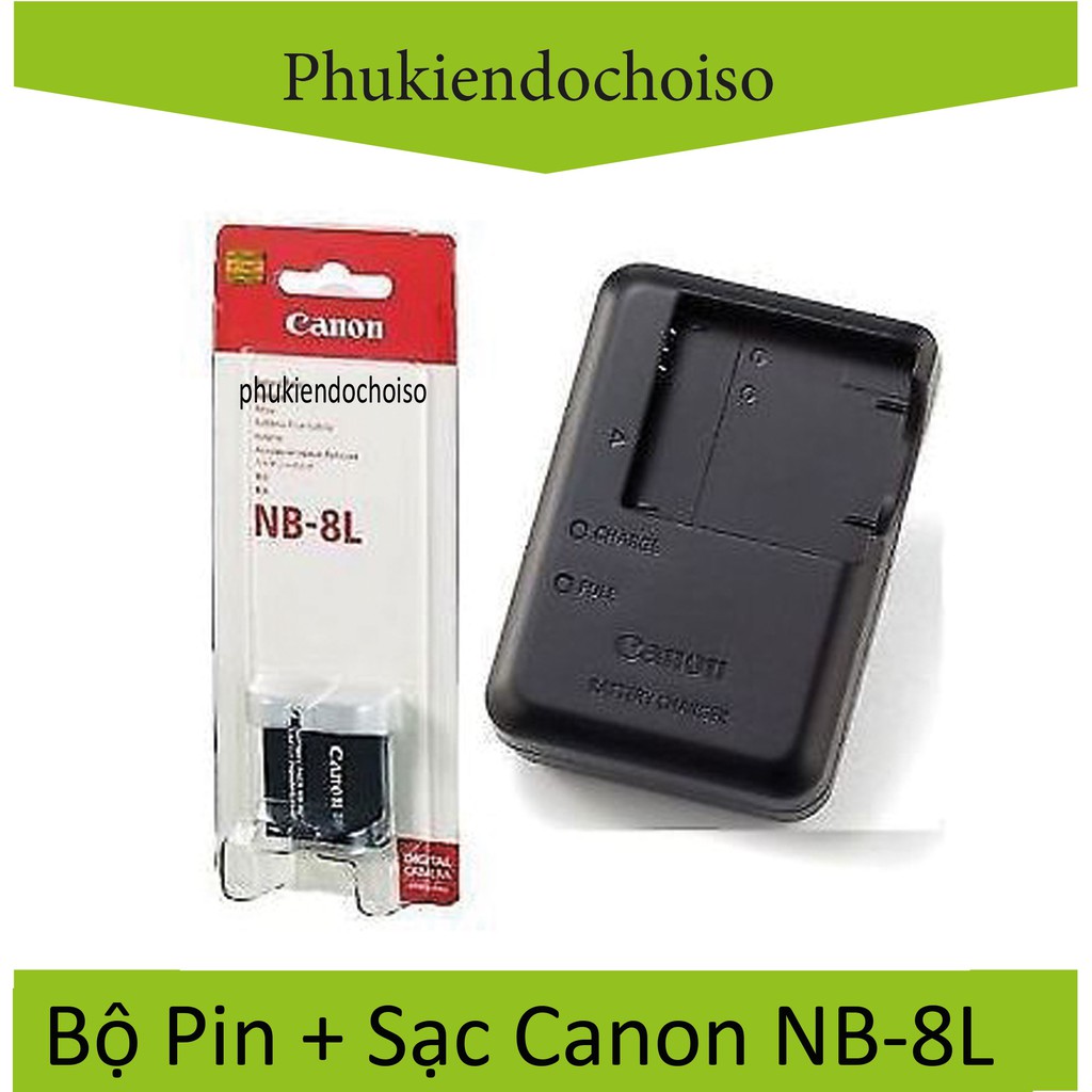 Bộ pin sạc thay thế 1 Pin 1 sạc máy ảnh Canon NB-8L