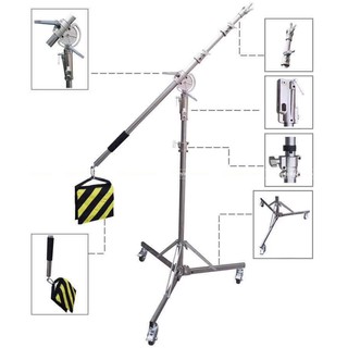 Chân Đèn Boom Inox Có Bánh Xe